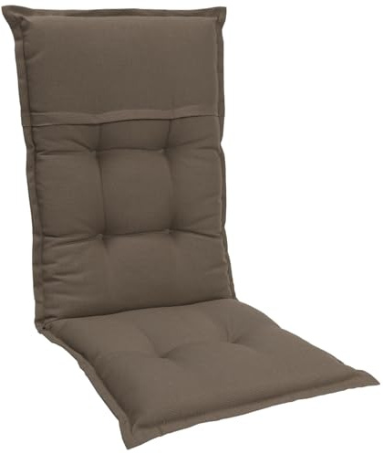 Homeoutfit24 Gartenstuhlauflagen Hochlehner – 1er Set – Extra Dick 8 cm – Mit Kopfpolster – Oeko-TEX – UV-beständig – Taupe – Made in EU – Outdoor Auflagen für Gartenstühle