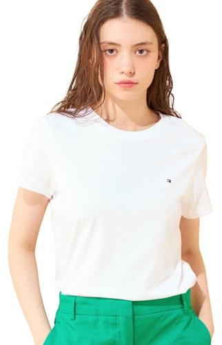 Tommy Hilfiger Damen T-Shirt Kurzarm Heritage Rundhalsausschnitt, Weiß (Classic White), 3XL