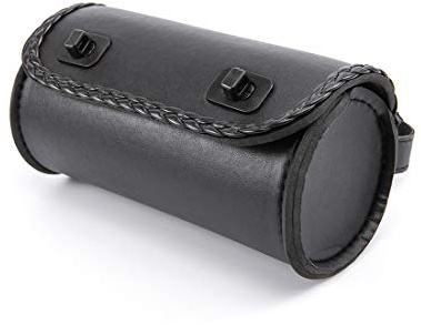 Motorrad Gabel Tasche Mini PU Leder Fahrrad Lenker Werkzeugbeutel Sissy Bar Roll Aufbewahrungstasche (Schwarz A.)