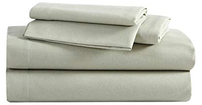 Eddie Bauer - Flannel Sheets Full Size, Anti-Pilling & Wrinkle Resistant Cotton, Touchably Soft for All-Season Comfort - Bed Sheets with Matching Pillowcases & Fitted Sheet (Solid Green)