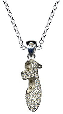 HALSKETTE mit Anhänger Damenschuh/Echt Silber 925 mit Zirkonia/Jugendstil Collier/Steinfarbe: klar weiss/Online Shop Schmuck kaufen / 54061
