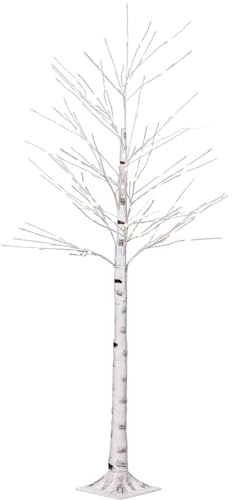 VOLTRONIC LED Baum Birkenoptik, innen und außen, IP44, warmweiß, Timer, Fernbedienung, Größenwahl, 150 cm 128 LEDs