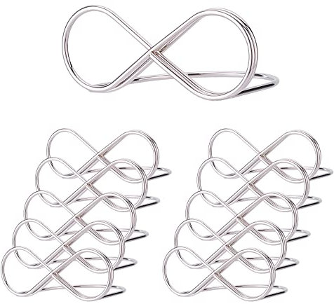CHGCRAFT 10St Tischkartenhalter Unendlich Unendlichkeit Nachrichtenclip Tischnummer Halter Ständer Hochzeit Sitzetiketten Namenseinstellung Foto Bildkarten Displayständer für Party Silber