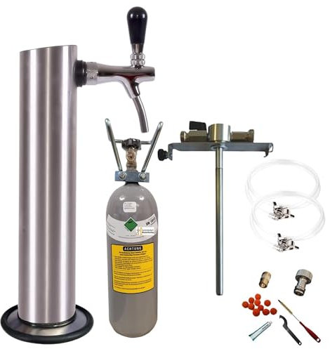 Gastrobedarf Westerbarkey Zapfgarnitur für 5ltr Dosen mit Edelstahlschanksäule 2kg Co² Druckminderer Dosenadapter und Schankhahn