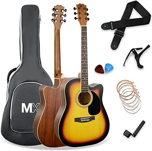 MX von 3rd Avenue Performance-Serie, Westerngitarre in Normalgröße, Gitarrenset mit Cutaway und Fichtenholzdecke in Sunburst