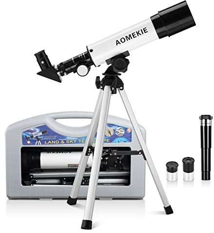 Aomekie Teleskop Kinder mit Koffer Fernrohr Teleskop Astronomie Stativ 90X Vergrößerung Geschenke zum Kindertag