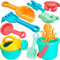 Lubibi Sandspielzeug Set für Kinder，10 Stück Sandkasten Spielzeug Set mit Sand Förmchen,Gießkanne,Eimer,Schaufel Werkzeugsätze,Outdoor Strandspielzeug und Wasser Spielzeug für Kinder Jungen Mädchen