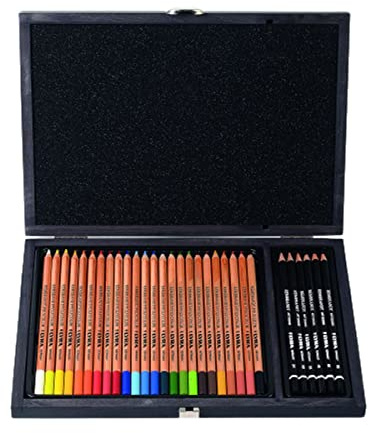 LYRA Rembrandt Polycolor Stifte Holzkiste 30 sortierte Farben | Fine Art, rund, Mine 3,7mm, 24 Bunt- und 6 Graphitstifte