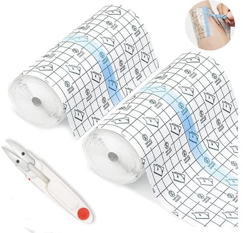Vendaje Transparente Impermeable,15cm*2m Impermeable Cinta Adhesiva para Tatuajes, 2 Rollo Protector Transparente Vendas, Película Elástica Adhesiva para Reparación del Tatuaje y Protege la Herida