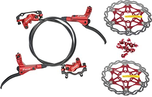 JKY Zoom HB-876 Hydraulische Scheibenbremse für Mountainbike, 4 Kolben, vorne, 800 mm und hinten, 1400 mm, mit 160 mm Rotoren
