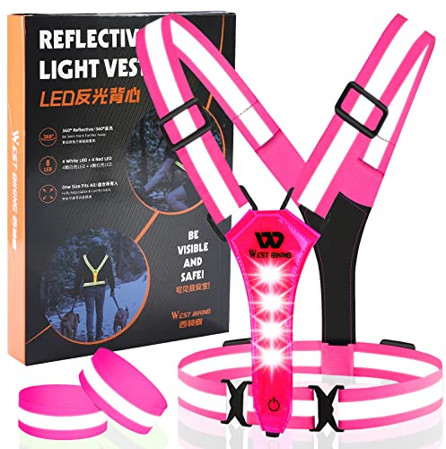 ICOCOPRO LED Warnweste Fahrrad Reflektorweste丨Laufweste Leuchtweste für Damen Herren Kinder丨USB Aufladbar Reflektierende Weste丨Lauflicht Joggen Reflektoren丨Sicherheitsweste