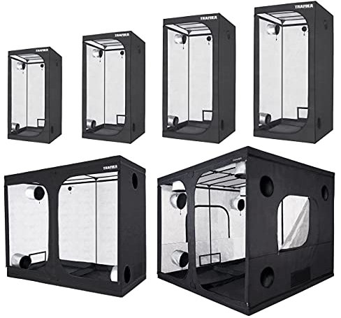 TRAFIKA Tenda per coltivazione indoor 80x80x180cm / GROW TENT/GROW BOX/Tenda Indoor Coltura/Armadio Grow Idroponico/Mylar premium 97% Riflettività