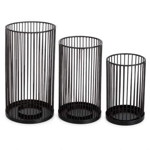 Brandsseller Kerzenständer Metall Schwarz 3er Set - Höhen 28+23+18 cm Windlicht Kerzenhalter Teelichthalter