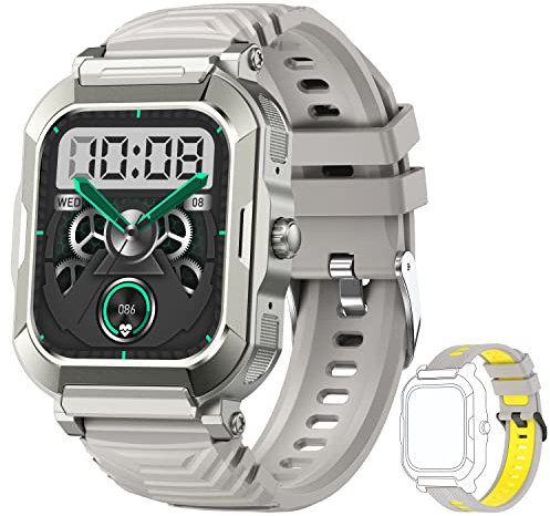 Popglory 1,91'' Smartwatch Hombre con Llamadas y Modo SOS, Reloj Inteligente Hombre 100 + Deportes Asistente Voz, Reloj Militar Presión Arterial Ritmo Cardíaco SpO2 Sueño, para Android iOS