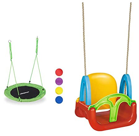 Relaxdays Unisex – Erwachsene, grün Nestschaukel & Simba 107174109-3 in 1 Schaukel, Seil vormontiert, Schaukelhöhe ca. 120cm, Sitzbreite 28cm