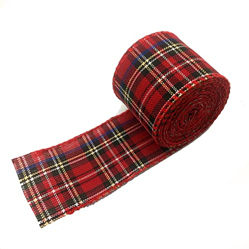 Yurosiay 6m×4cm Weihnachtsband Breit Dekoband Weihnachten Mit Draht Mehrfarbig Kariertes Weihnachtsbänder Geschenkband Schleifenband Stoffband Breit Band Basteln für Weihnachtsdekoration #3