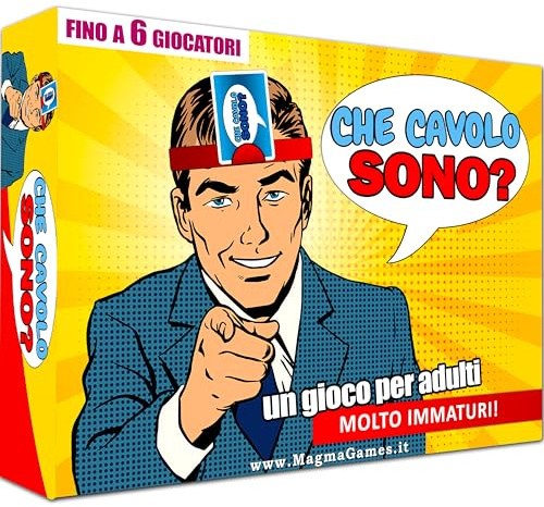 Magma Games CHE CAVOLO SONO? - Giochi da Tavolo di Società in Scatola per Adulti e Ragazzi, Indovinare le Carte in Testa, Regali Divertenti da 18 anni, 2-6 Giocatori in Italiano