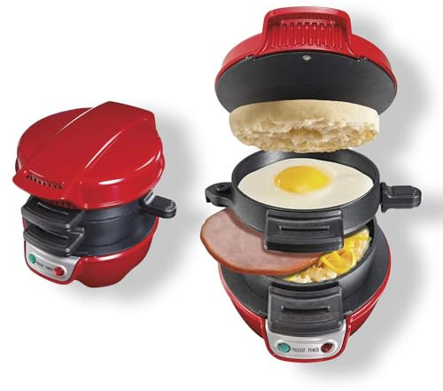 Appareils à Sandwiches, Grill Sandwich/Hamburger, Avec Compte à Rebours Numérique, Lave-vaisselle, Parfait Pour Les Hamburgers, Collations, Petit-déjeuner Rapide (Rouge)