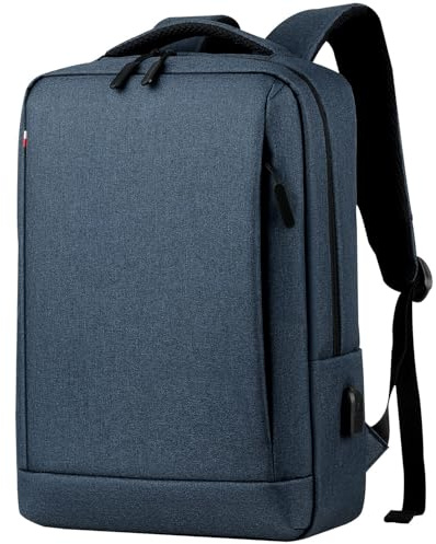 Mixroom - Zaino Porta PC Uomo Borsa per Computer Portatile Custodia Laptop Notebook 15.6 Con Attacco USB Casual Scuola Viaggio Z33 Blu