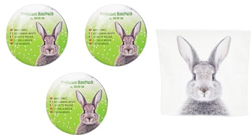 itsisa Magisches Handtuch Hase Osterhase Microfaser (3er Set) - Zauberhandtuch Ostern, Kinder Handtuch, Osternest, Osterei, Kindergeschenk