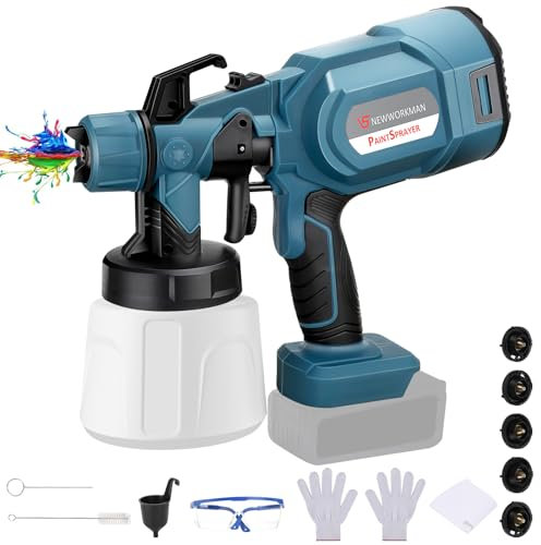 Kabelloses Farbsprühsystem Kompatibel mit Makita 18V Akku mit 1000 ml Farbbehälter, 5 Düsen (0,8/1,0/1,2/1,8/2,5mm) 3 Sprühbilder HVLP Elektrospritzpistole für Wände, Möbel