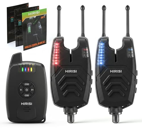 Hirisi Tackle Karpfenangeln Funkalarm-Set, 4 Alarme Und 1 EmpfäNger, Voll FunktionsfäHig Bissanzeiger Angeln Mit Funk