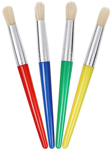 ZEVONDA Paint Brushes - 4 PCS Painting Brushes Set Flat Tip with Plastic Handle and Hog Bristles Painting Brushes,Multi Color Paint Brushes for Beginners Art Supplies