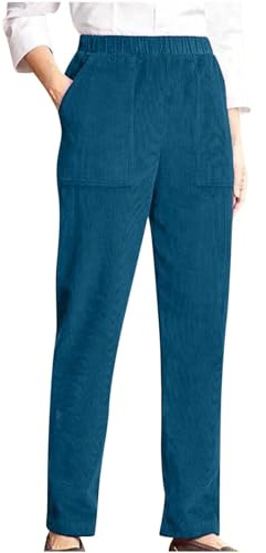 Generico Pantaloni Velluto a Coste Donna Tinta Unita Pantaloni in Pile Caldo e Confortevole Pantaloni Tuta Elegante Invernali Pantaloni da Lavoro Cotone Trekking Leggeri Elastico Pantalone Curvy