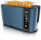 Arendo - Edelstahl Toaster Langschlitz 4 Scheiben- Touchscreen – Doppelwandgehäuse – Integrierter Brötchenaufsatz – 7 Bräunungsgrade – Brotzentrierung – Restzeitanzeige – Memoryfunktion - Admiralblau