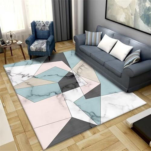 RUGMRZ Flokati Teppich Moderner Geometrischer Innenbereich, Sicher, Umweltfreundlich, rutschfest, Pflegeleicht, Weiß Flur Teppich Mehrfarbig Teppich Arbeitszimmer Küchenteppich Waschbar Flokati Teppi