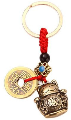 Glod porte-clés Feng Shui, chat bonheur, accessoires de breloque