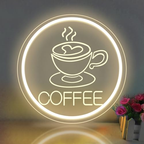 Coffee Neon Sign 3D Engrave Dimmable LED Cafe Sign for Business Cafe Bar Neon Sign Light Up for Wall Decor Powered by USB Art Light Neon Signs for Coffee Shop Station Kitchen