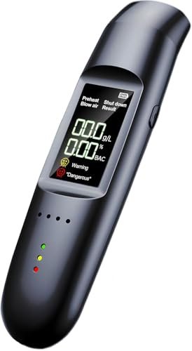 ZOBMIO Alkoholtester Polizeigenau, Sprachansage, Genaue Messungen, mit Digitaler LCD-Anzeige, Promillemessgerät, Kein Mundknebel Erforderlich, Alkoholtester, Kann Zu Hause Oder Auf Partys Verwendet