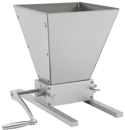 Malted Grain Mill Stainless Steel 2 Roller Malt Mill Homebrew Malted Grain Crusher Manual Grain Mill,with Manual Crank Handle,Slow Drill Available Malt Crusher Adjustable Gap - No Base Type