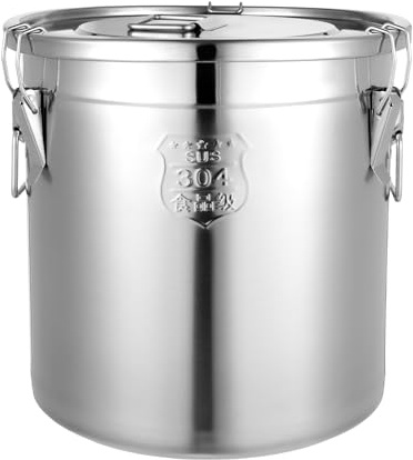 Recipiente para cereales de acero inoxidable, 33 L, hermético, para alimentos, cubo de acero inoxidable con tapa, para almacenamiento de diferentes alimentos secos/húmedos