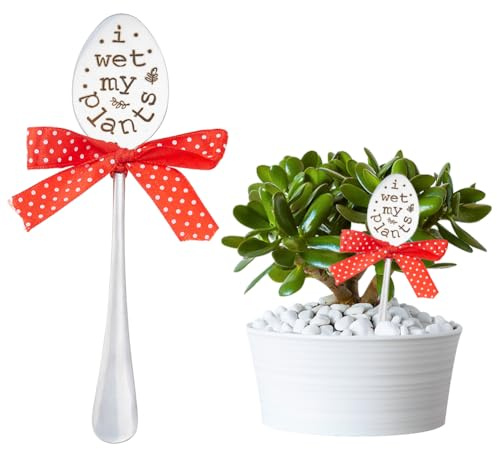 DICOSMETIC Marcatore da giardino per piante da 17,7 cm, divertente da giardino, con cucchiaio decorativo per palo in platino, per interni ed esterni, decorazione per serra