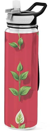 KLL Cute Hosta Red Sports Water Bottles Tritan Large Water Bottle with Slip Proof for Athletic 32oz