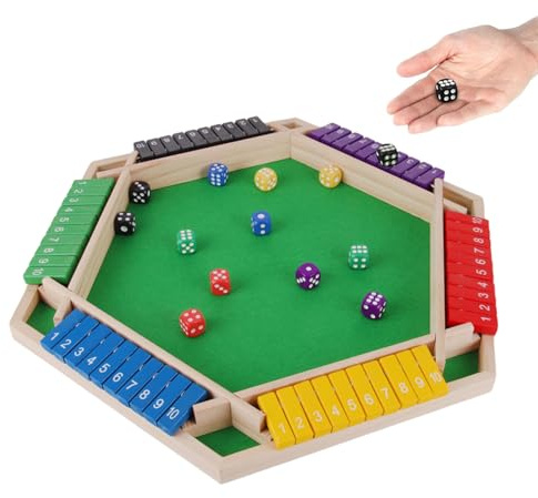 WüRfelspiel Holz, 6-Spieler Brettspiel aus Holz, Würfelspiel Holzbrett Zahlenspiel Shut The Box Spiel, Klassische Tischspiele Math Spie für Zuhause, Party Oder Bar