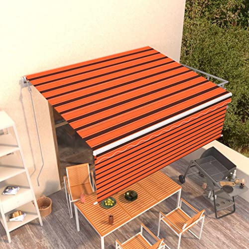 Automatisk infällbar terrassmarkis med volang 4,5 x 3 m, UV- och vattentät, orangebrun för trädgård, utomhus och balkong