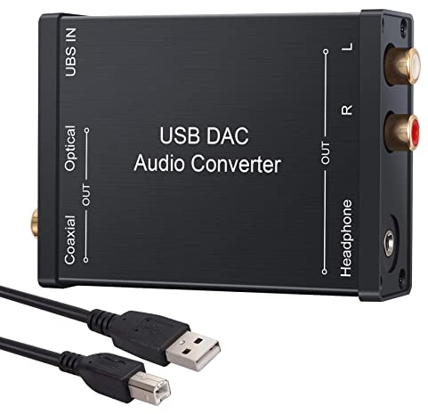 Asyduey USB zu SPDIF Koaxial Cinch und 3,5 Mm KopfhöRer Anschluss Konverter USB Optischer Audio Adapter USB PCM für