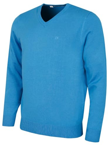 Calvin Klein Uomo Maglione da Golf con Scollo - Blu Estivo - XXXL