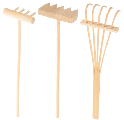 Levemolo Mini Râteaux pour Sable de Jardin Zen 3 Pièces en Bambou, Outils Feng Shui pour Décoration Maison et Bureau
