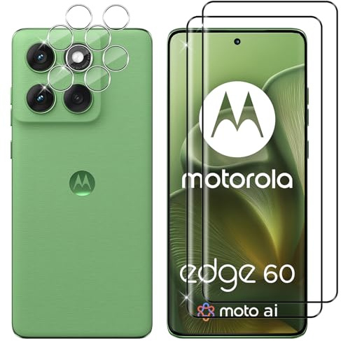 Lutree Vetro Temperato per Motorola Moto Edge 60, 2+2 Pezzi 3D Pellicola Protettiva + Pellicola Fotocamera, Vetro Protettivo, HD Senza Bolle Anti-Graffio Protezione Schermo