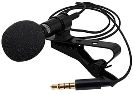 Baluue Clip-on Lapel Microphone with Omnidirectional Condenser Technology, 3.5mm Wired Mic for Recording, 150cm Tpe Cable, for Live Video Recording and Journalist Interview