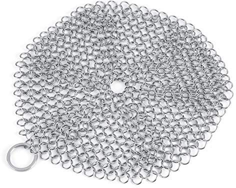 Phefop Limpiador de Cota de Malla, Raspador de Ollas de Acero Inoxidable 304 a Prueba de óxido, Limpiador Eficaz de Utensilios de Cocina para Sartenes y Ollas de Hierro Fundido