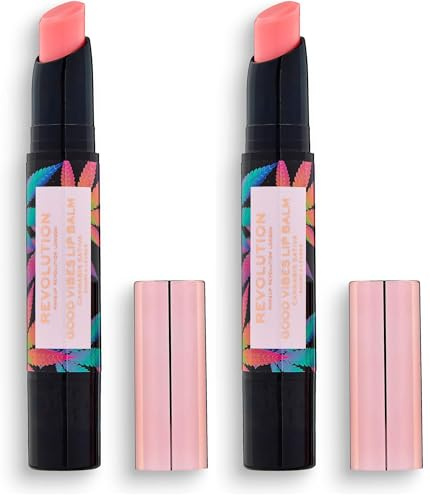 Makeup Revolution, Good Vibes, Balsamo per labbra, con Cannabis Sativa, energia (Confezione da 2)