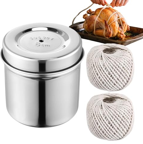 Spago da cucina – 2 rotoli di cotone con corda dispenser in acciaio – spago naturale per pane, carne, cibo, pane, pollame, tamales, campeggio, barbecue, cuochi