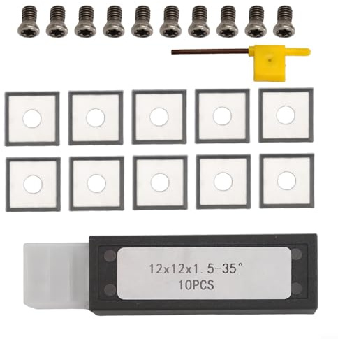Insertos cuadrados de carburo de 12 x 12 x 1,5 mm, 4 cuchillas de torneado indexables de borde para torno de madera para cabezales de cepilladora de enrutador CNC, madera dura, MDF, acrílico, 35