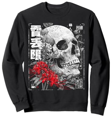 Rosso Ragno Giglio Fiore Cranio Scheletro Anime Giapponese Felpa