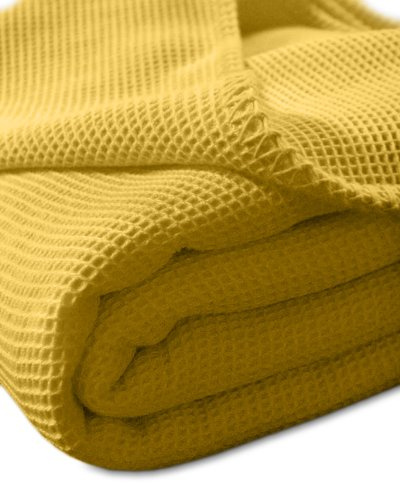 Kneer 9151204 La Diva Waffelpique-Decke mit Ziersticheinfassung 150/210 cm, mais